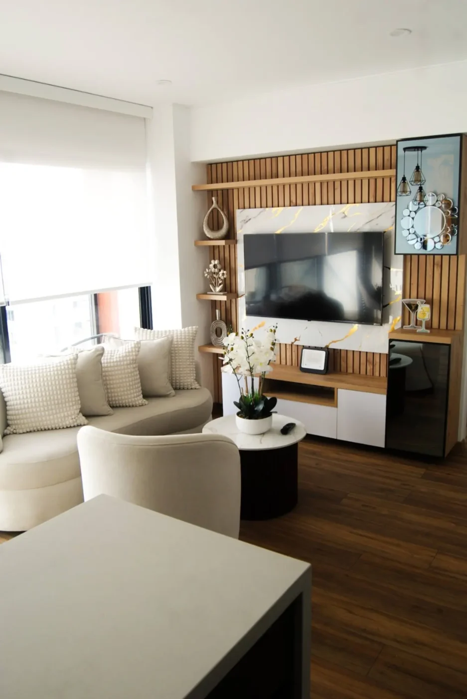 Lounge area and television wall
